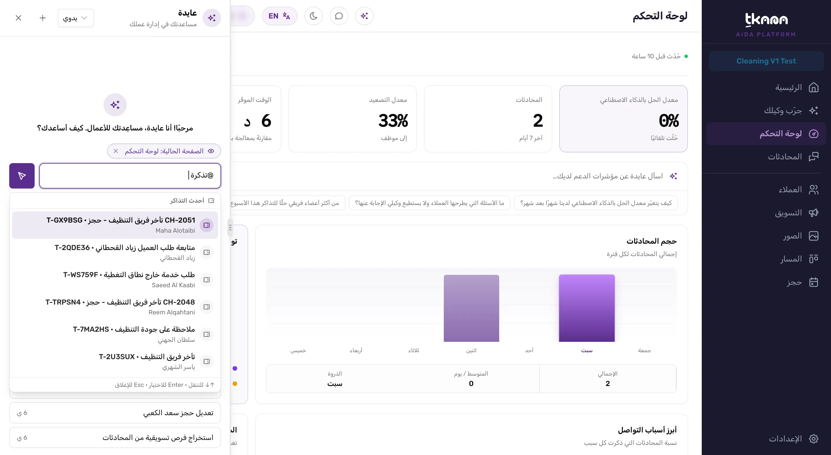 قائمة أشِر إلى سجل مفتوحة في خانة رسالة عايدة